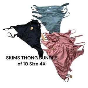 Skims Kim Kardashian Plus Size Thong T-String Bundle Lot Arctic Dahlia Onyx 4X